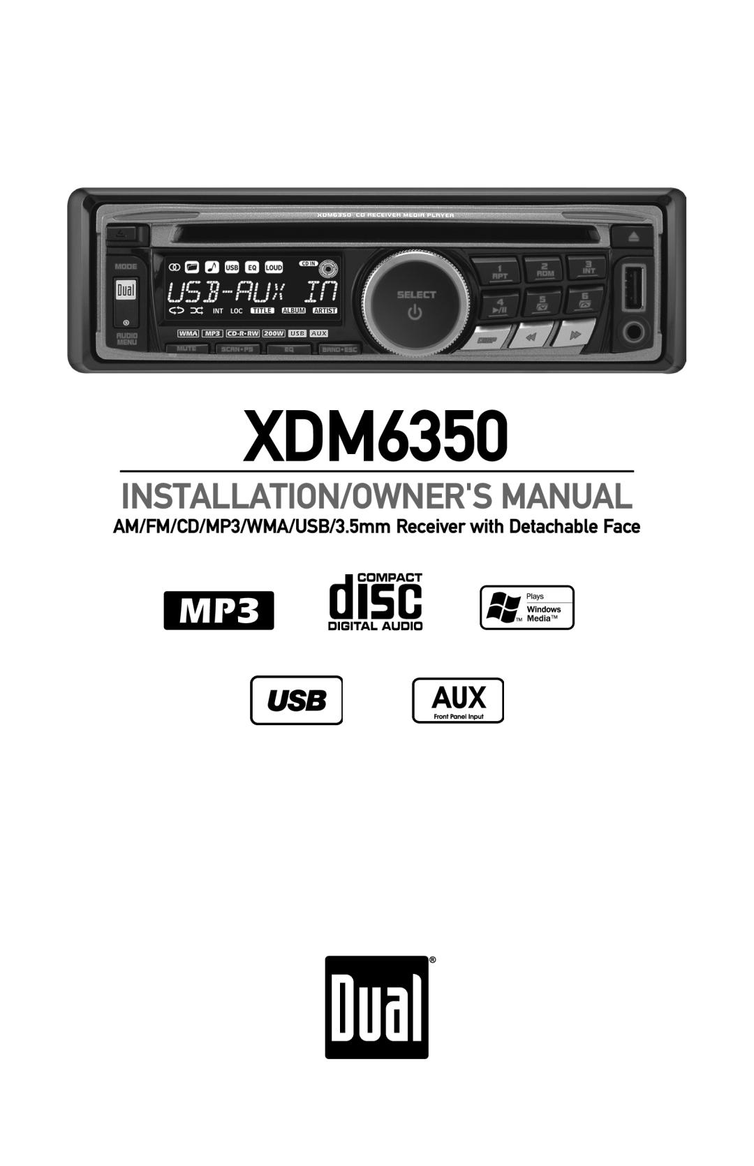 Dual XDM6350 owner manual Installation/Owners Manual 